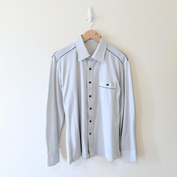 Vintage 60s Light Blue Pajama Shirt - Picture 1 of 4
